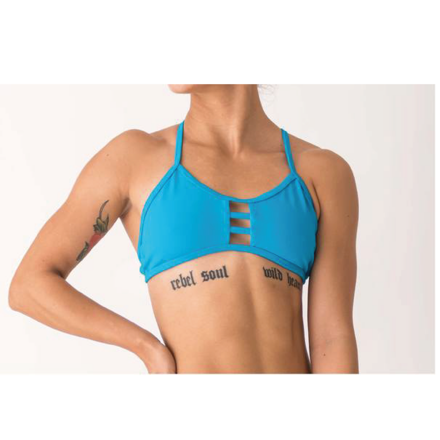 Traje de Baño Swimsey Top tres franjas Turquesa/Bacalar